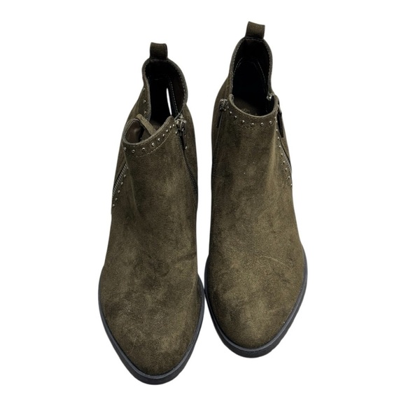 Women's Olive Ankle Boots Cowboy Studded Booties Size 9.5 Olive - Picture 5 of 5